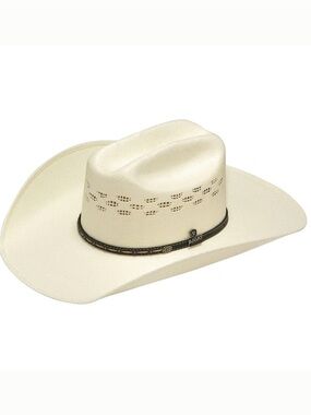 Ariat Straw Bangora Cowboy - Natural Cream with Brown Band